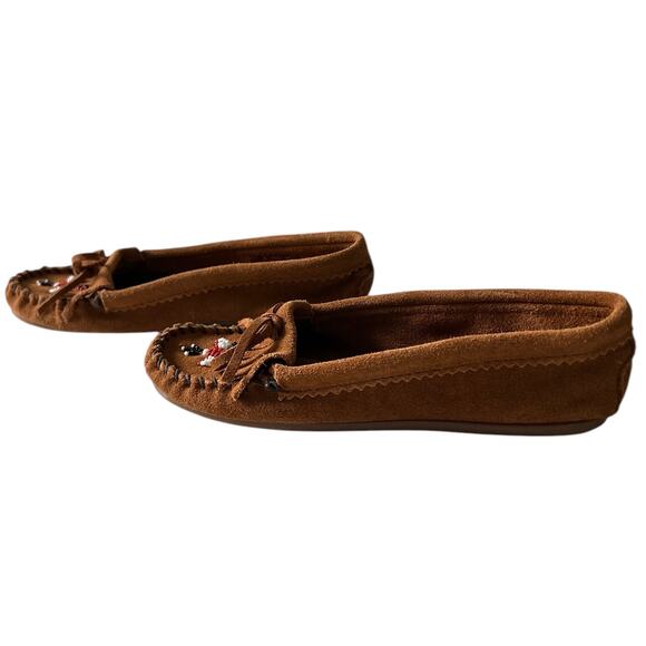 Minnetonka Women’s Size 8 Suede Hard Sole Thunderbird Moccasin Loafers NEW - Picture 2 of 7